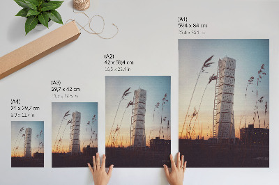 Decorative poster Skyscraper in the setting sun modern architecture