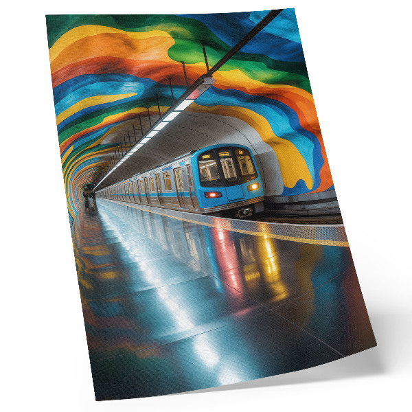 Decorative poster Energetic rainbow colors of the ceiling above the subway