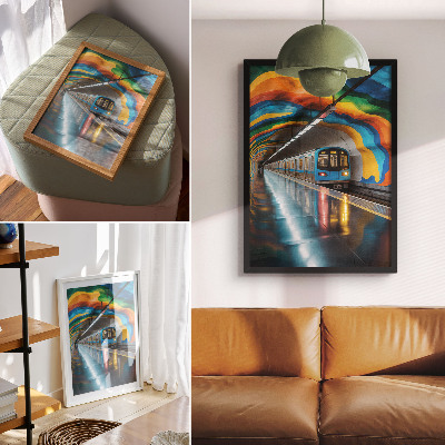 Decorative poster Energetic rainbow colors of the ceiling above the subway