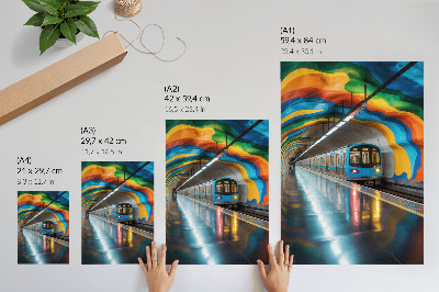 Decorative poster Energetic rainbow colors of the ceiling above the subway