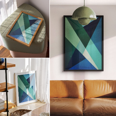 Art print Green and blue triangles of varying intensity
