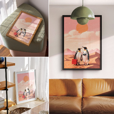Premium wall art Penguins in the Desert Surreal Scenery