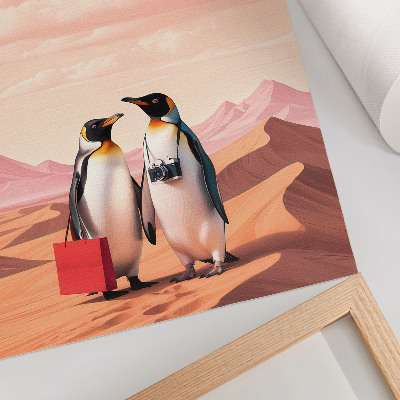 Premium wall art Penguins in the Desert Surreal Scenery
