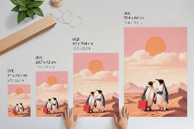Premium wall art Penguins in the Desert Surreal Scenery