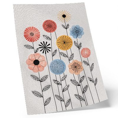 Art print Colorful flowers on a white background in retro style