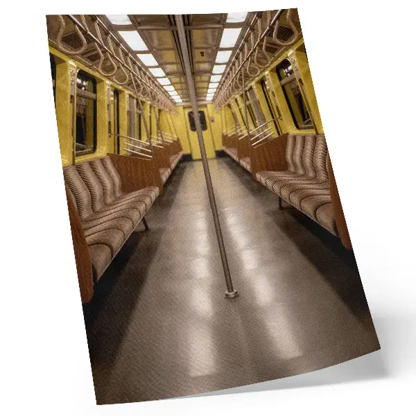 Decorative poster modern metro interior with yellow wood accents