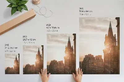 Poster architecture in warm sunset shades