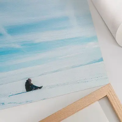 Art print blue sky over a snowy wasteland featuring silence and space