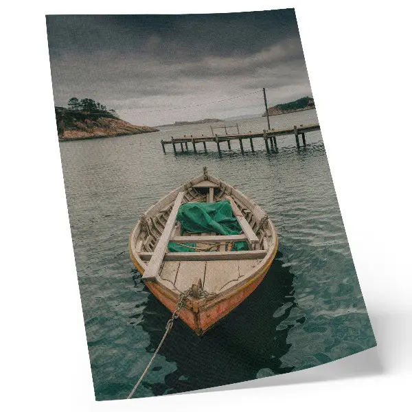 Decorative boat in the bay poster a peaceful atmosphere with natural charm