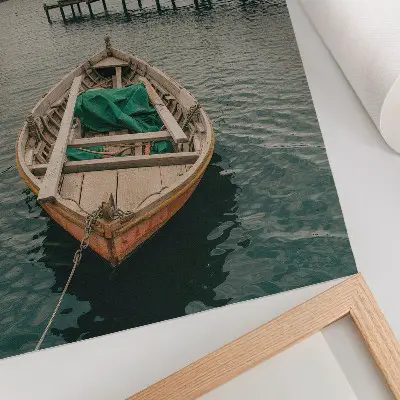 Decorative boat in the bay poster a peaceful atmosphere with natural charm