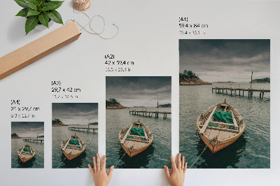Decorative poster A boat in the bay, a peaceful atmosphere, and natural charm
