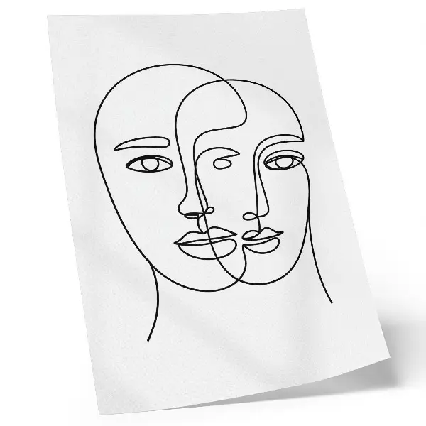 Poster modernist minimalist line art of faces