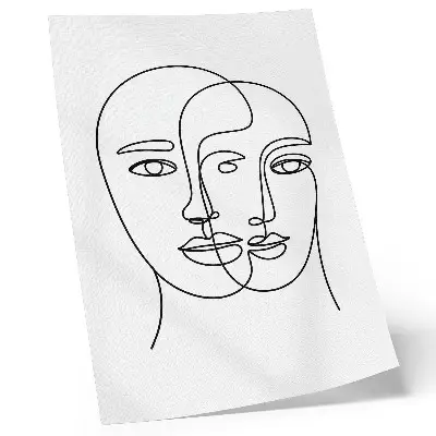 Poster modernist minimalist line art of faces