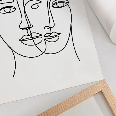 Poster modernist minimalist line art of faces