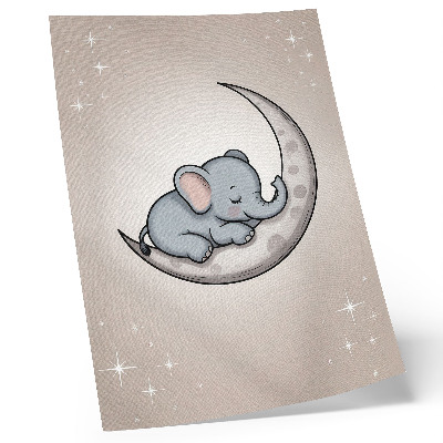 Art print A cute elephant on the moon surrounded by stars