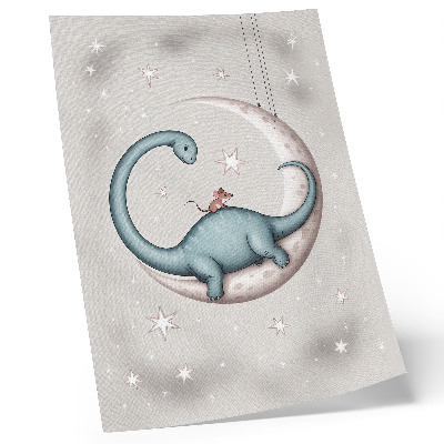 Premium wall art Dinosaur on the moon stars pastel space