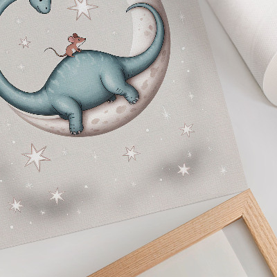 Premium wall art Dinosaur on the moon stars pastel space