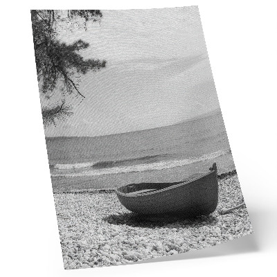 Premium wall art Boat on the beach, waves, sky, harmony, peace