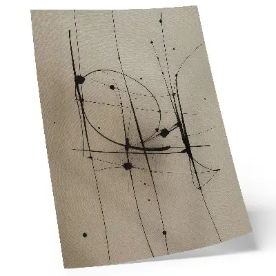 Decorative poster beige background with minimalist black line abstraction