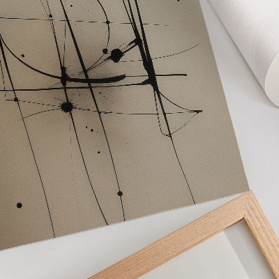 Decorative poster Beige background black lines minimalist abstraction