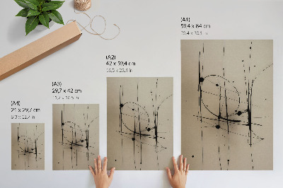 Decorative poster Beige background black lines minimalist abstraction