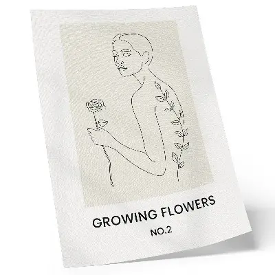 Art print minimalist line drawing of a person with a flower