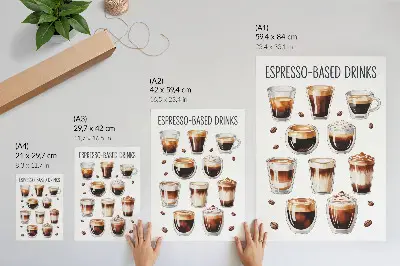 Premium wall art elegant espresso and milk coffee cups