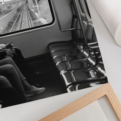 Decorative poster Black and white photograph of a train carriage