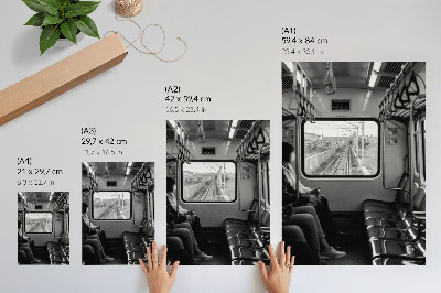 Decorative poster Black and white photograph of a train carriage