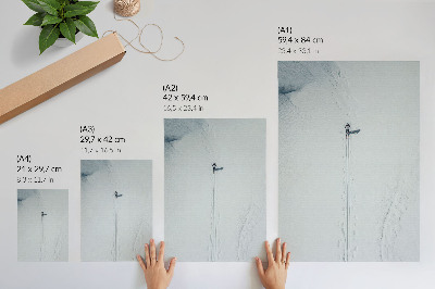 Art print A lonely skier in a snowy desert