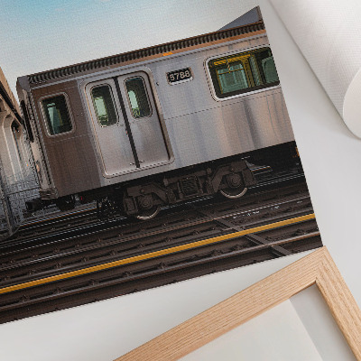 Premium wall art Train modern bridge sky blue cat
