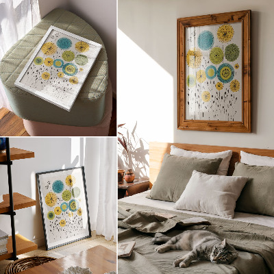 Decorative poster Colorful circles thin lines modern style