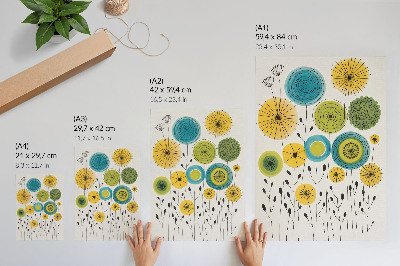 Decorative poster Colorful circles thin lines modern style