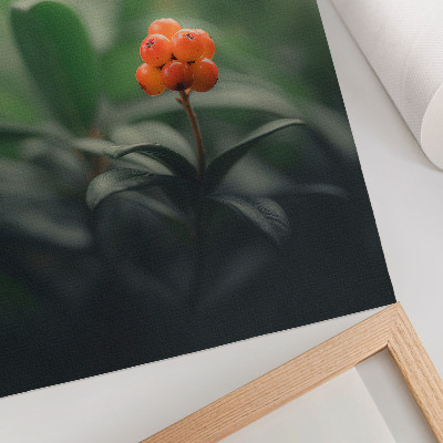 Art print Orange berries on a green background