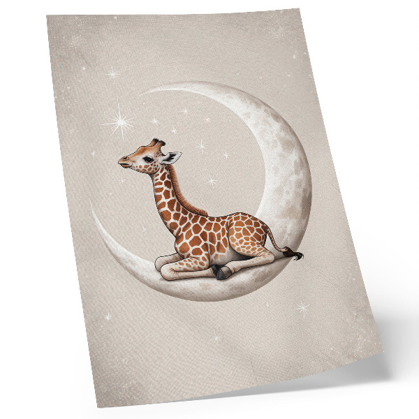 Premium wall art A cartoon giraffe on the moon surrounded by stars