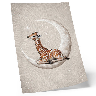Premium wall art A cartoon giraffe on the moon surrounded by stars