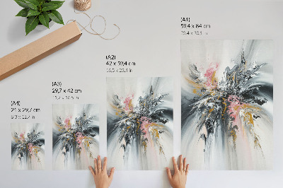 Poster Gray pink beige fluid abstract forms