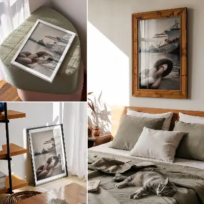 Premium wall art the charm of the port with ships and an industrial atmosphere