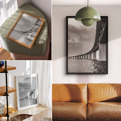 Decorative poster A monumental bridge in shades of gray