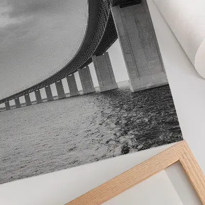 Decorative poster a monumental bridge in gray tones