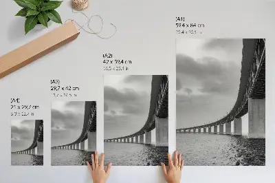Decorative poster a monumental bridge in gray tones