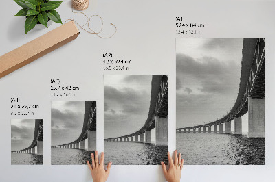 Decorative poster A monumental bridge in shades of gray