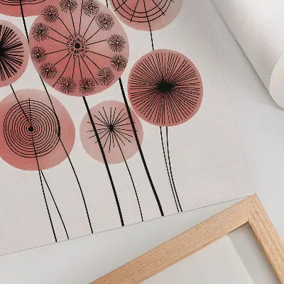 Poster geometric circles in pink and black minimalism