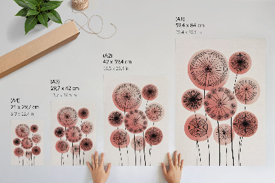Poster Geometric circles pink and black minimalism