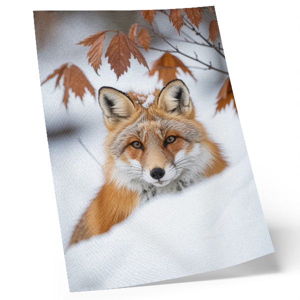 Art print Fox in a winter landscape, natural beauty and contrast