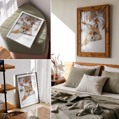 Art print Fox in a winter landscape, natural beauty and contrast