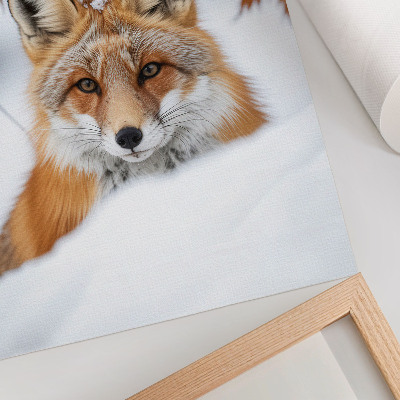Art print Fox in a winter landscape, natural beauty and contrast