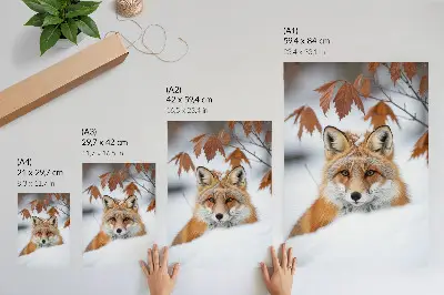 Art print featuring a fox in a winter landscape with natural beauty and contrast