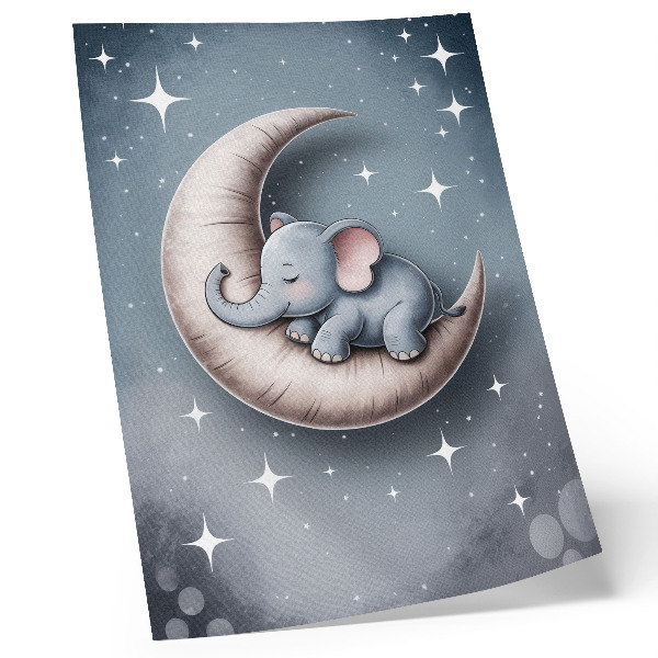 Decorative poster Sleeping elephant on the moon in pastel colors