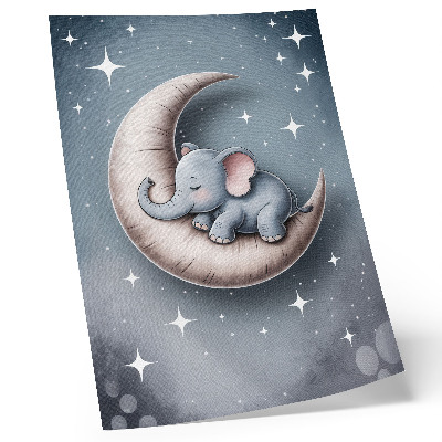 Decorative poster Sleeping elephant on the moon in pastel colors